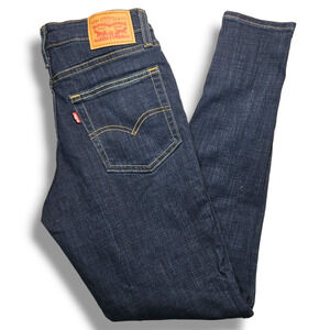EUC Levi's 721 High‎ Rise Slim Skinny Jeans Sz. 26x28 Blue Story Dark Wash